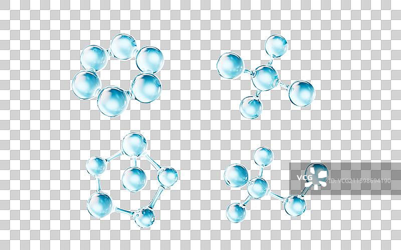 蓝色透明生物科技分子三维渲染图片素材