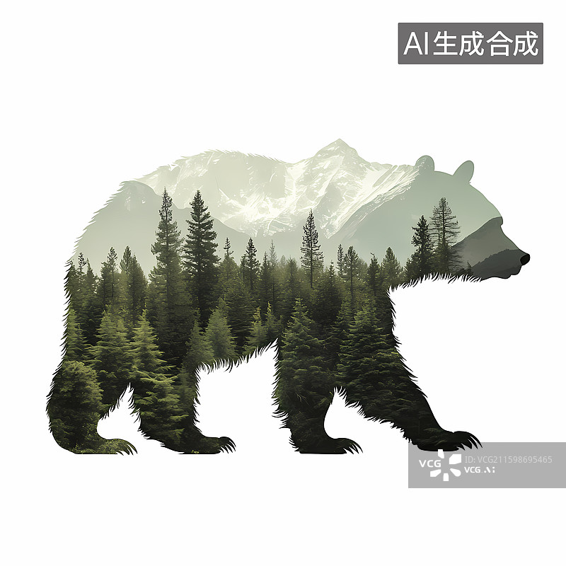 【AI数字艺术】黑熊艺术插画图片素材