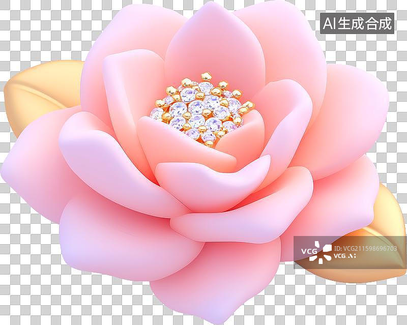 【AI数字艺术】钻石玫瑰花胸针图片素材