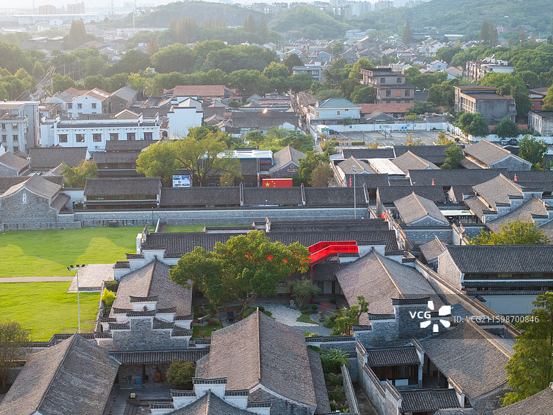 浙江宁波慈城古县城航拍图片素材