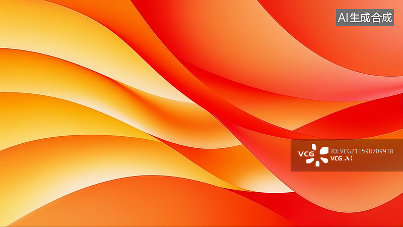 【AI数字艺术】动态有机曲线构成的海报，纯橙色到红色渐变过渡，背景加入景深虚化效果增强空间流动感，数字艺术图片素材