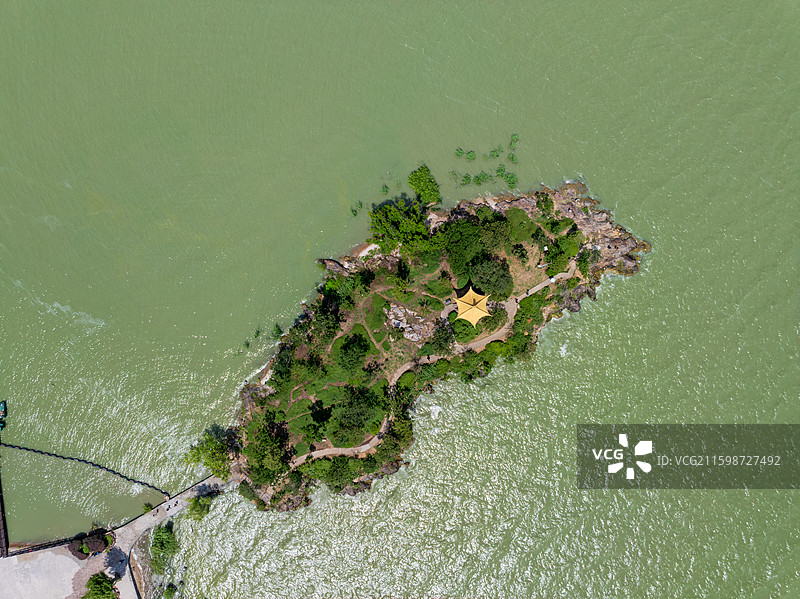 江苏无锡鼋头渚太湖仙岛航拍视角图片素材
