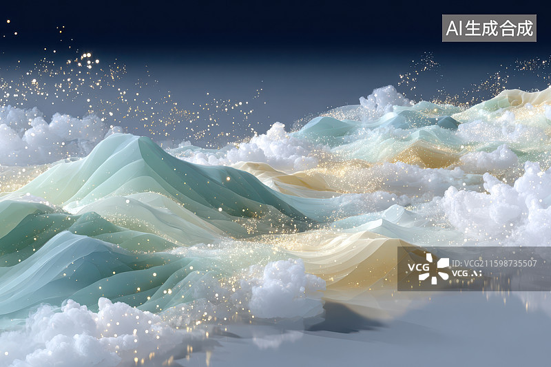 【AI数字艺术】海洋自然美自然溅波浪天空行动宁静图片素材