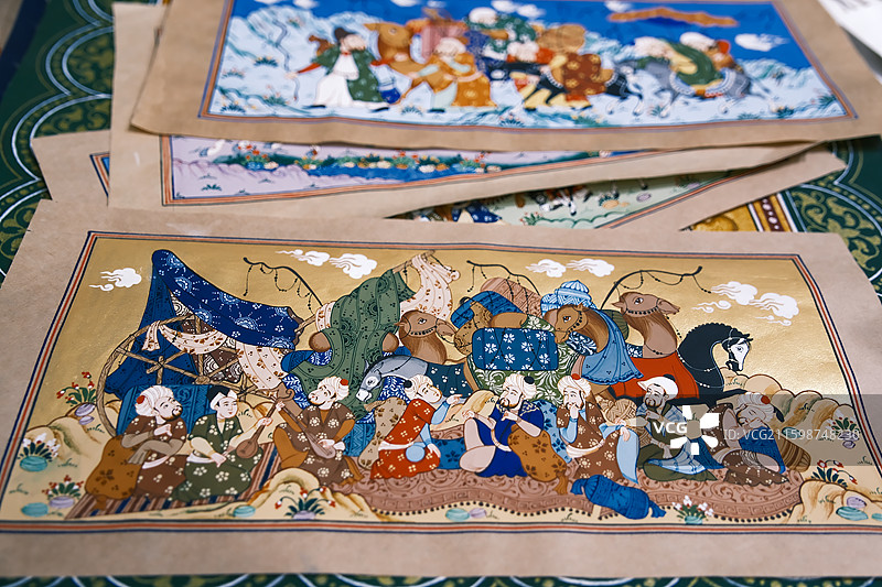 手绘异域风情建筑与街景图片素材