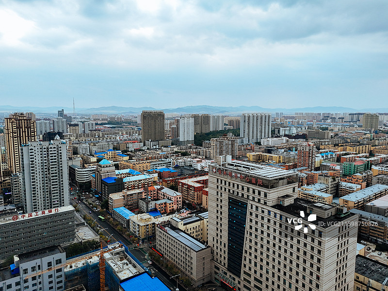 佳木斯 前进区 西林公园 长安东路 航拍图片素材