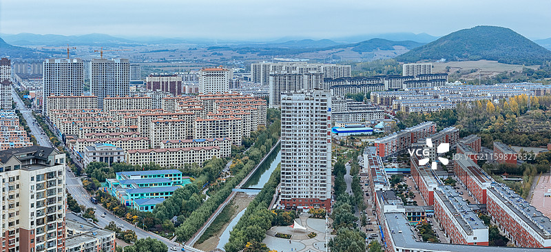 磐石市 东山公园 阜康大路 城市 航拍图片素材