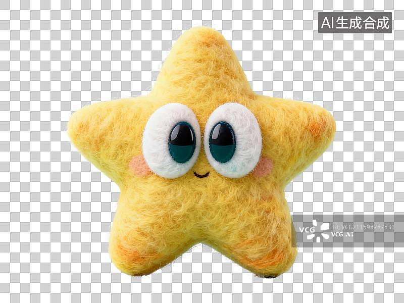 【AI数字艺术】3D毛毡黄色小星星图片素材