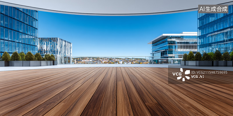 【AI数字艺术】现代办公建筑露天平台图片素材