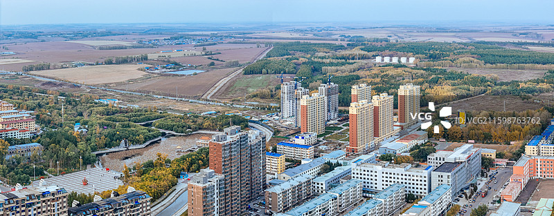 北安市 向阳村 人民公园 龙江路 航拍图片素材