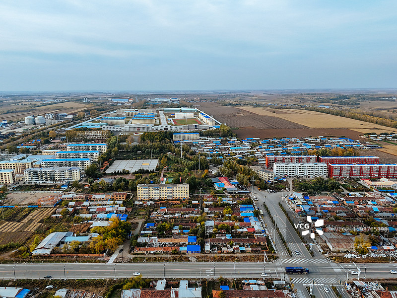 北安市 向阳村 人民公园 龙江路 航拍图片素材