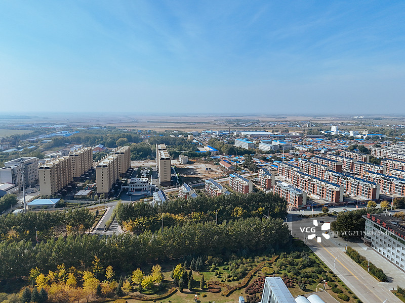 富裕县 人才公园 富裕镇 城市  航拍图片素材