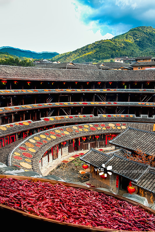 福建晒秋初溪土楼群永定土楼图片素材