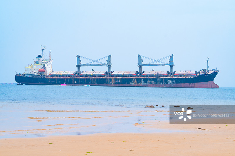 山东威海布鲁维斯号沉船航拍图片素材