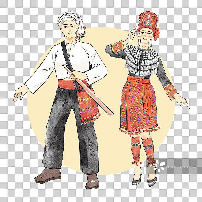 56民族，云南少数民族景颇族。图片素材