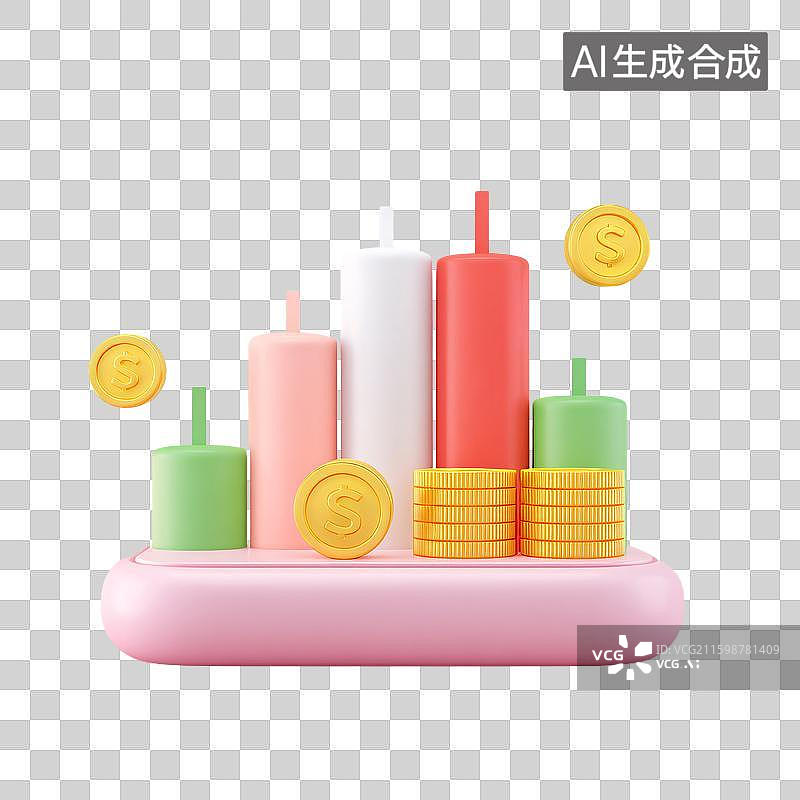 【AI数字艺术】3D财富金融插画元素图片素材