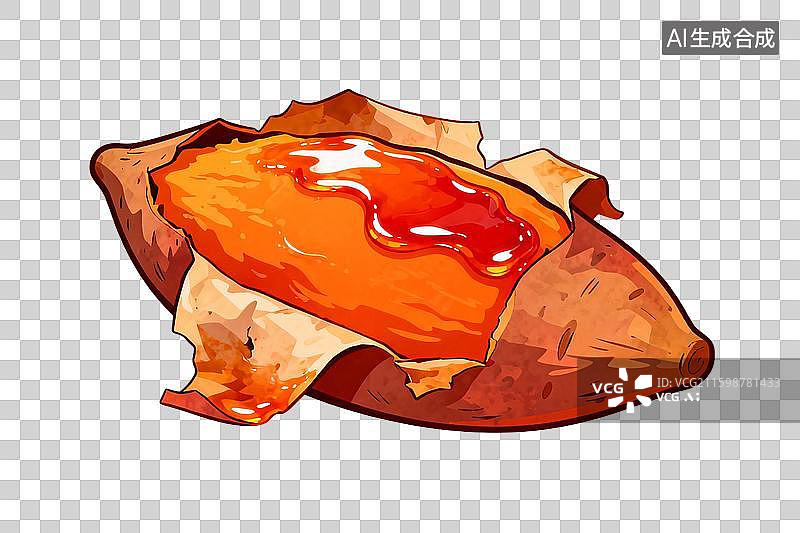 【AI数字艺术】烤红薯美食插画元素图片素材