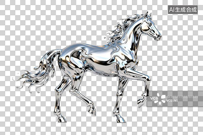 【AI数字艺术】流体艺术骏马马年元素图片素材