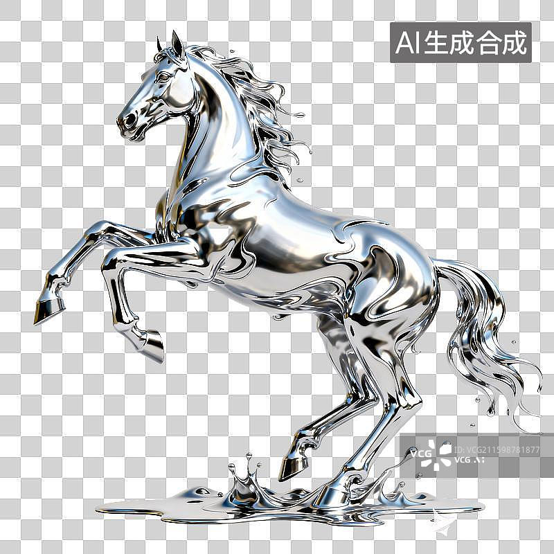 【AI数字艺术】流体艺术骏马马年元素图片素材