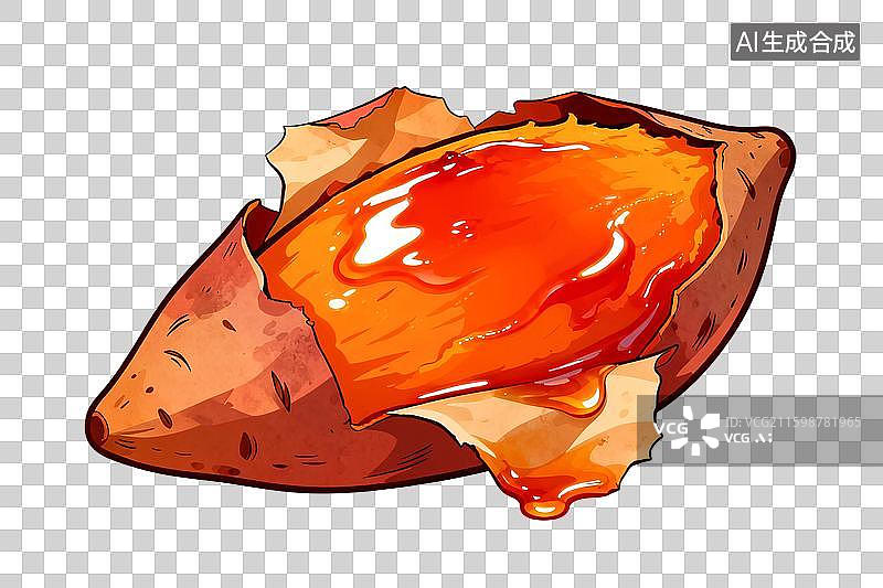 【AI数字艺术】烤红薯美食插画元素图片素材