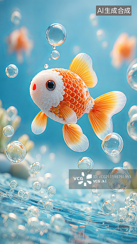 【AI数字艺术】金鱼在水中游动图片素材