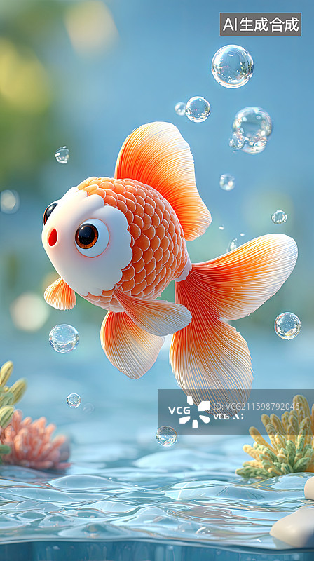 【AI数字艺术】水中游动的金鱼图片素材