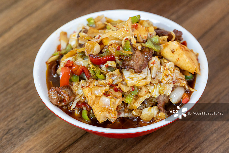 新疆 美食 过油肉拌面 拉条子 特写 菜单图片素材