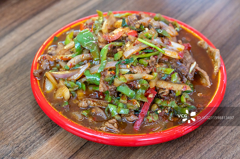 新疆 美食 过油肉拌面 拉条子 特写 菜单图片素材