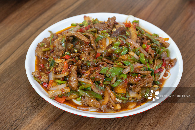 新疆 美食 过油肉拌面 拉条子 特写 菜单图片素材