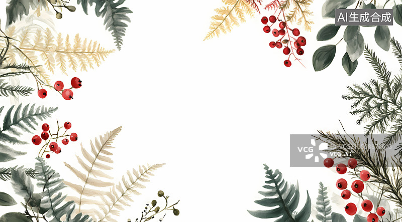 【AI数字艺术】浆果的清新边框图片素材
