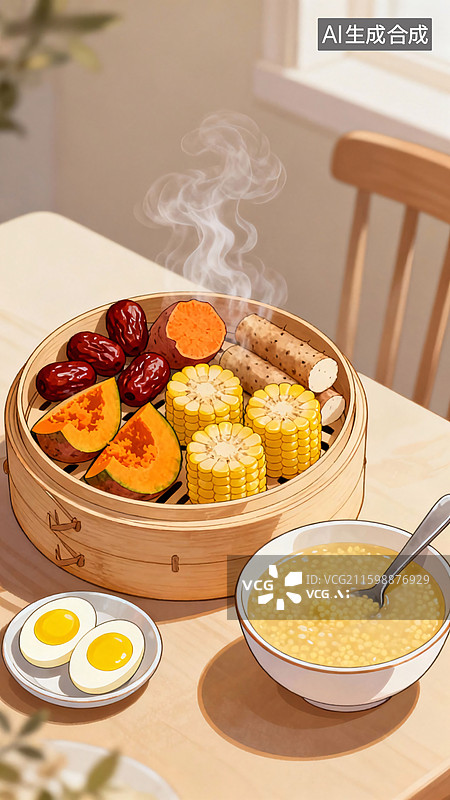 【AI数字艺术】健康中式早餐组合图片素材