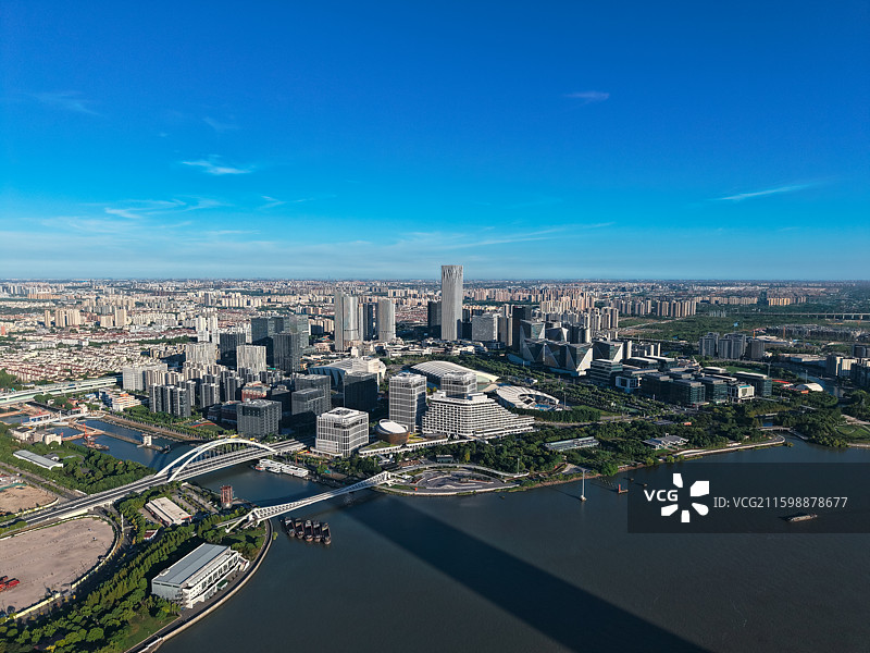 航拍上海浦东新区世博前滩图片素材