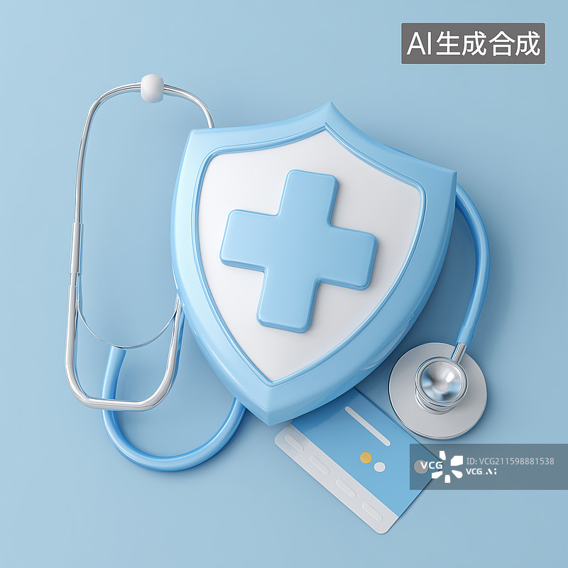 【AI数字艺术】医疗盾牌立体图标图片素材