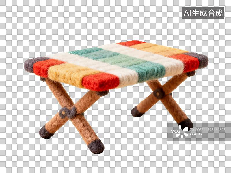 【AI数字艺术】3D毛毡手工萌系折叠桌图片素材