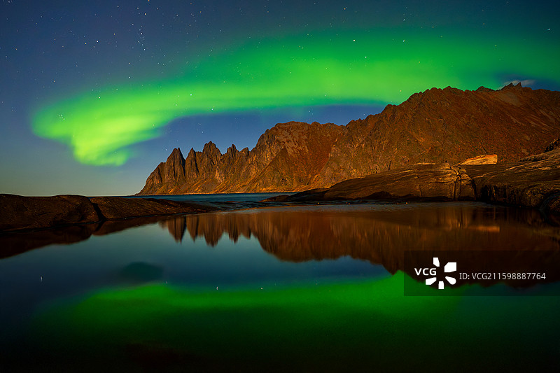 挪威峡湾极光图片素材