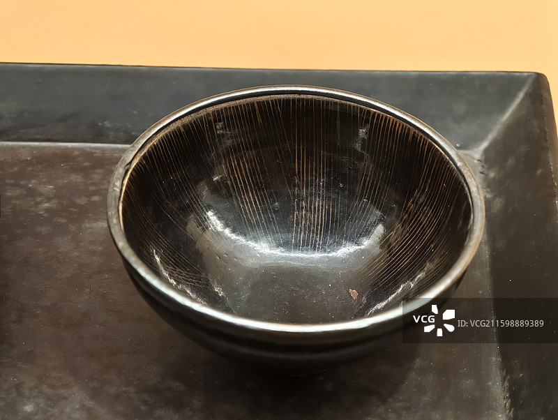 釦银黑漆仿兔毫盏和盏托，南宋，邵武博物馆藏图片素材