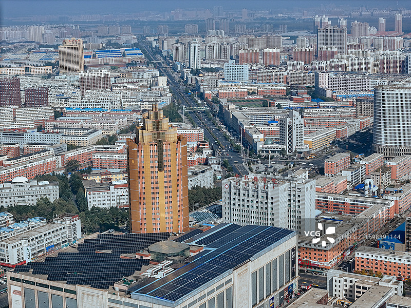 松原市 宁江区 金钻广场 青年大街 航拍图片素材