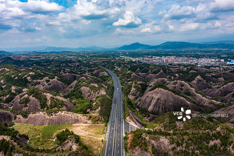 航拍湖南岳阳平江县石牛寨丹霞地貌图片素材