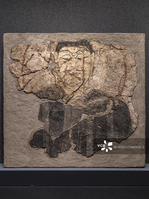 汉晋时期民丰县彩绘佛像壁画-新疆博物馆藏品图片素材