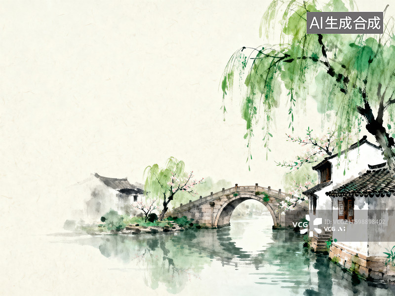 【AI数字艺术】传统中式水墨风景图图片素材