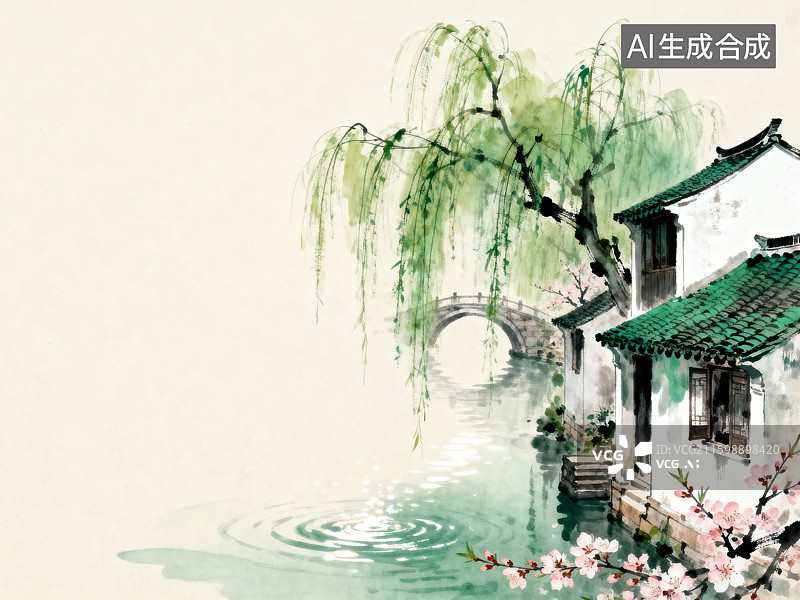 【AI数字艺术】传统中式水墨风景图图片素材