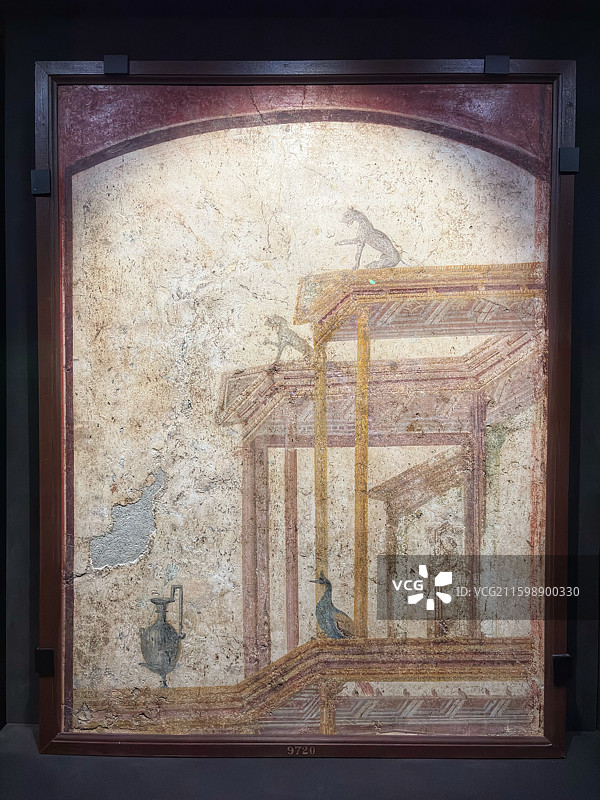 杭州西湖博物馆“对话·庞贝”意大利那不勒斯考古博物馆藏公元1世纪庞贝古城文物（雕像／湿壁画／青铜器）图片素材