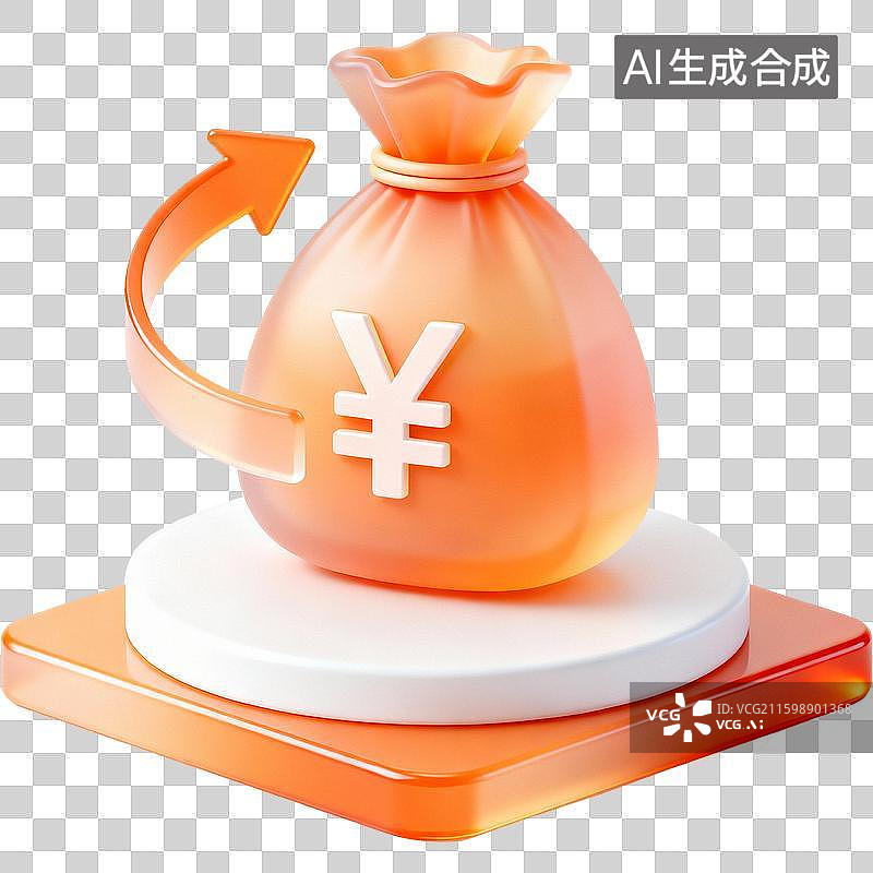 【AI数字艺术】3D财富储蓄图标图片素材