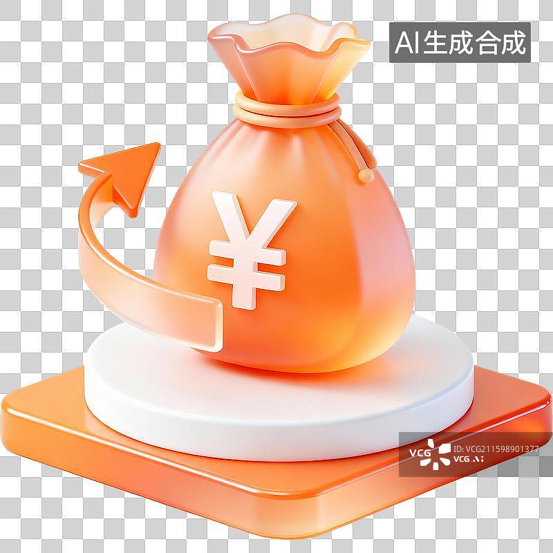 【AI数字艺术】3D财富储蓄图标图片素材