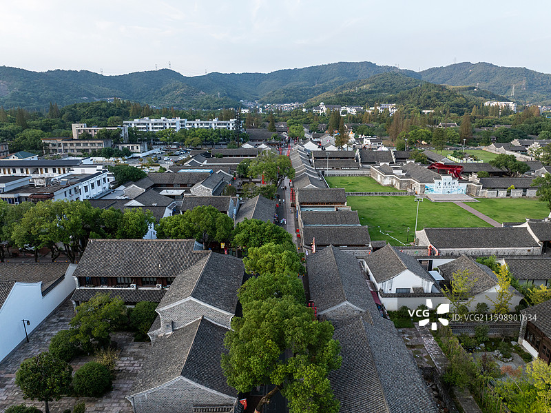 浙江宁波慈城古县城航拍图片素材