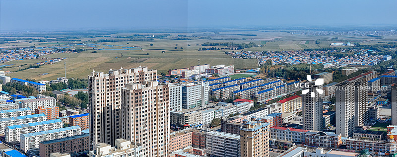 富裕县 人才公园 富裕镇 城市  航拍图片素材