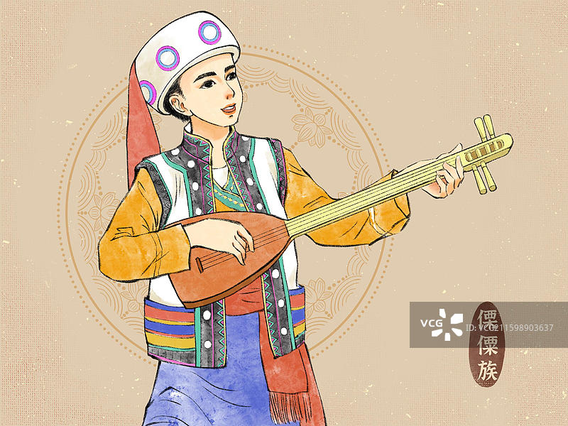 56民族男人版，云南景颇族拉祜族傈僳族纳西族佤族。图片素材