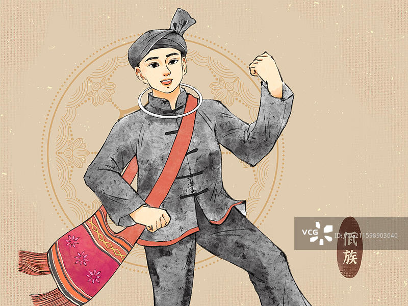 56民族男人版，云南景颇族拉祜族傈僳族纳西族佤族。图片素材