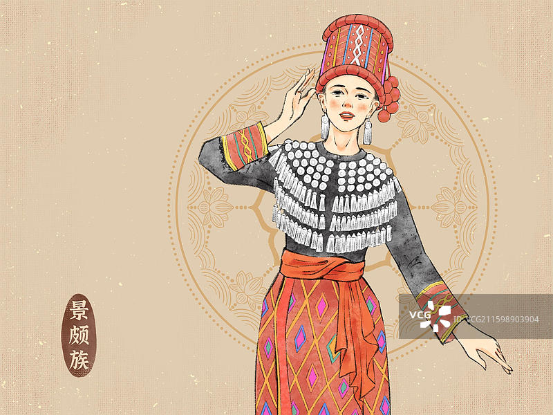 56民族美女版，云南景颇族拉祜族傈僳族纳西族佤族。图片素材