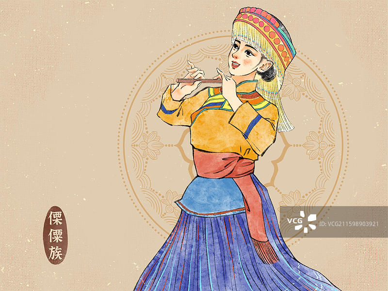 56民族美女版，云南景颇族拉祜族傈僳族纳西族佤族。图片素材