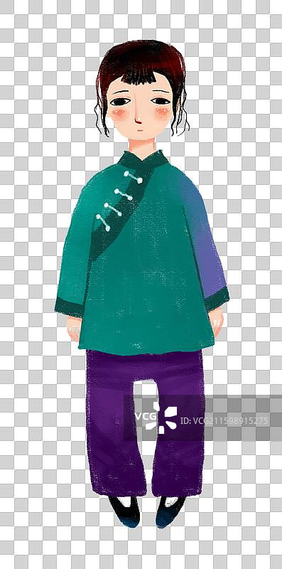 免抠元素 人物插画 站着有点伤心的女人图片素材